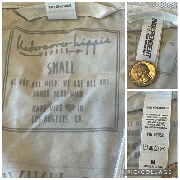 Undercover Hippie The Sun, The Moon & The Eye Cropped White Windbreaker Size S - Picture 10 of 14